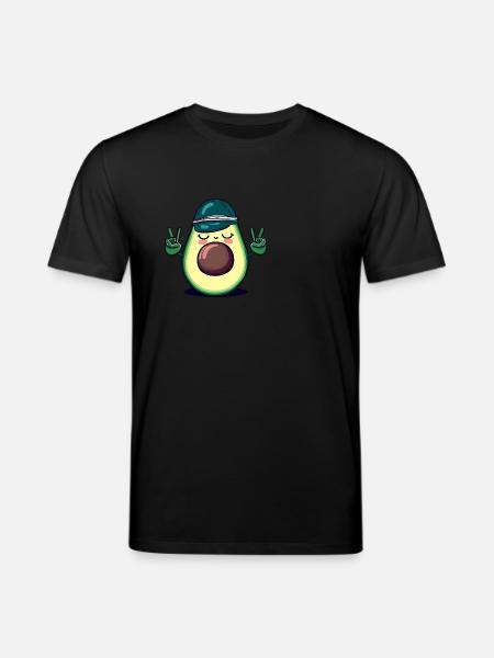 Hippie Avocado with Baseball Cap - Stanley/Stella CREATOR Unisex Organic T-Shirt - black