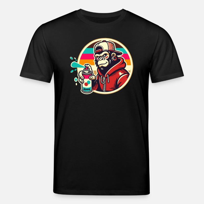 Graffiti Gorilla mit Spraydose - Stanley/Stella Unisex Bio-T-Shirt CREATOR  - Schwarz