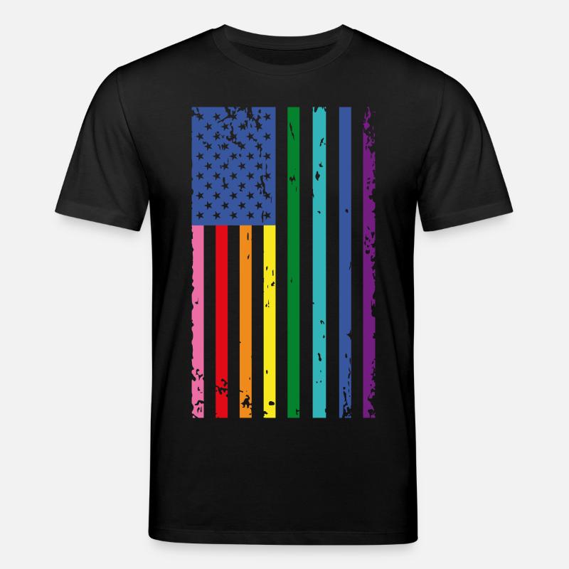 Regenbogen USA Flagge - Stanley/Stella Unisex Bio-T-Shirt CREATOR  - Schwarz