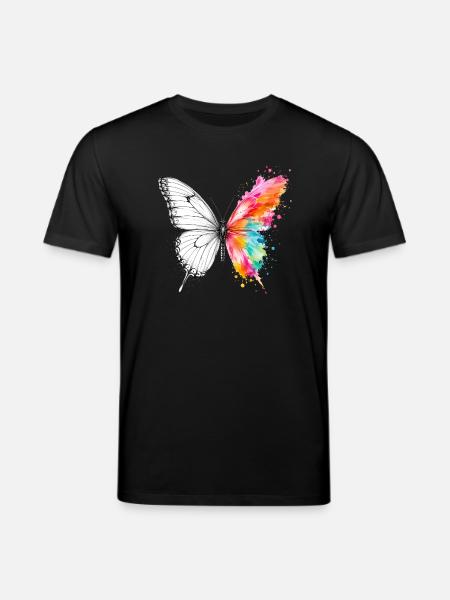 Papillon aquarelle à l’encre - T-shirt bio CREATOR Stanley/Stella Unisexe - noir