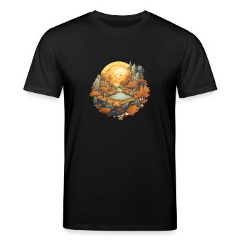 Herbstliche Landschaft - Stanley/Stella Unisex Bio-T-Shirt CREATOR  - Schwarz - Vorne - Alina (178cm) & Michal (187cm)