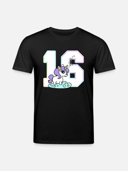 16 Nummer Einhorn - Stanley/Stella Unisex Bio-T-Shirt CREATOR - Schwarz