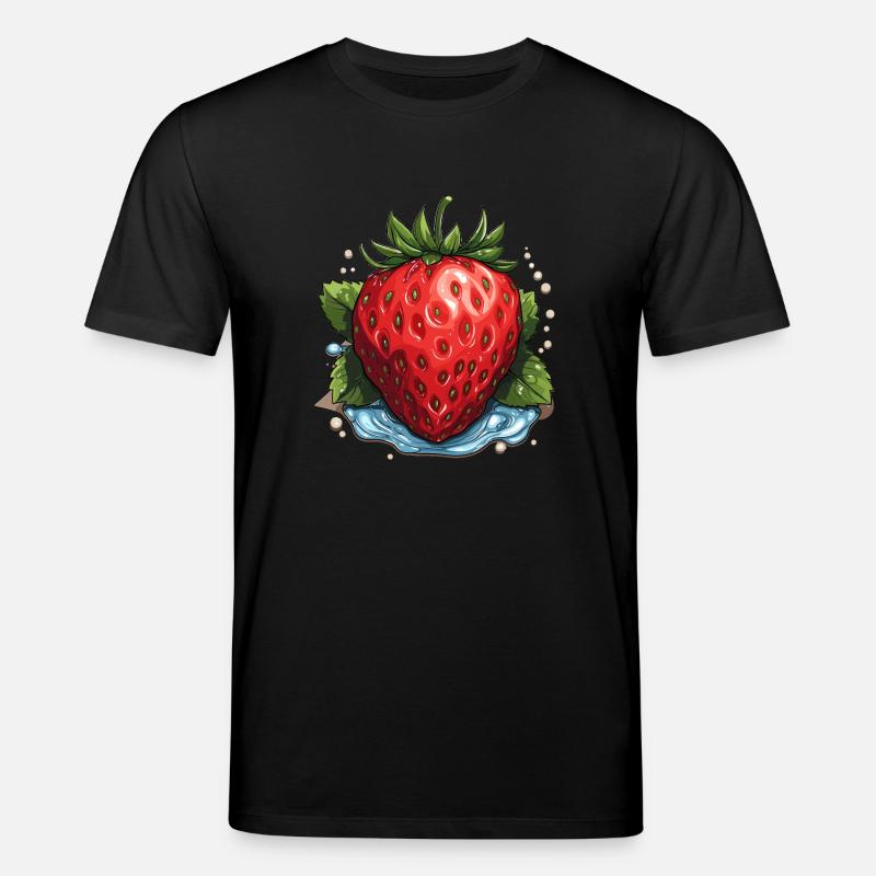 Erdbeere - Illustration - Stanley/Stella Unisex Bio-T-Shirt CREATOR  - Schwarz