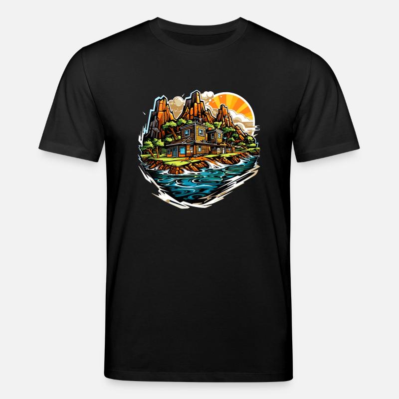 Landschaft - Illustration - Stanley/Stella Unisex Bio-T-Shirt CREATOR  - Schwarz