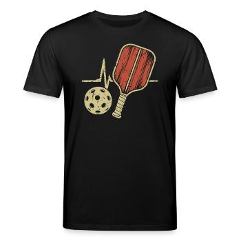 Pickleball Heartbeat | Schäger Ball - Stanley/Stella CREATOR Unisex Organic T-Shirt - black - Front - Alina (178cm) & Michal (187cm)