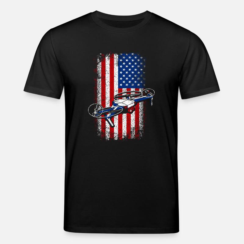Usa Drapeau américain Drone - T-shirt bio CREATOR Stanley/Stella Unisexe - noir