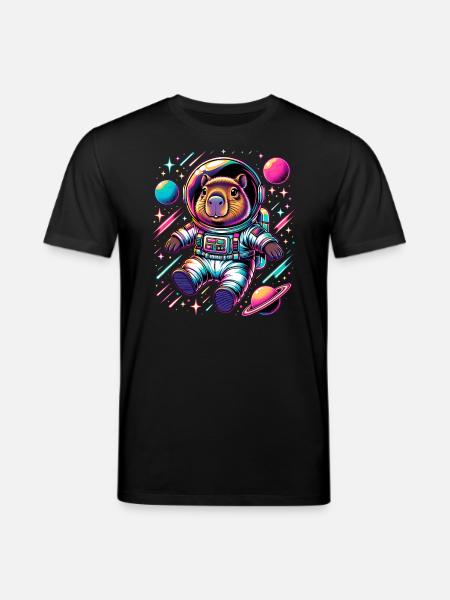 Capybaras Cute Capybara Astronaut - Stanley/Stella CREATOR Unisex Organic T-Shirt - black