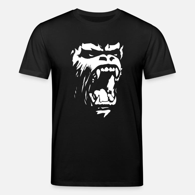 Le gorille menace/rugit - T-shirt bio CREATOR Stanley/Stella Unisexe - noir