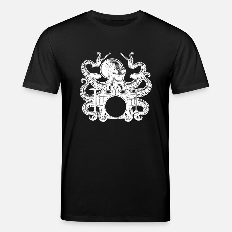 Charming octopus on drums - Stanley/Stella CREATOR Unisex Organic T-Shirt - black