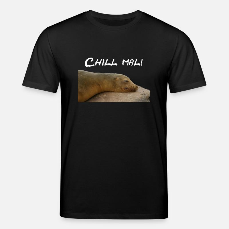 Robbe Chillt auf Stein - Stanley/Stella Unisex Bio-T-Shirt CREATOR - Schwarz