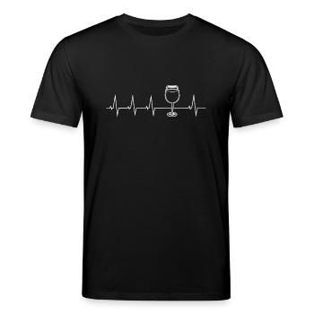 Ich liebe Wein - Herzschlag - Stanley/Stella Unisex Bio-T-Shirt CREATOR  - Schwarz - Vorne - Alina (178cm) & Michal (187cm)