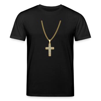 Necklace Jesus Christ Cross Gift - Stanley/Stella CREATOR Unisex Organic T-Shirt - black - Front - Alina (178cm) & Michal (187cm)