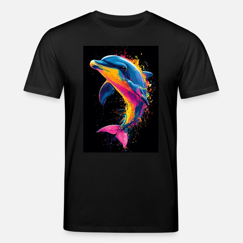 Delfin Pop Art Bunt - Stanley/Stella Unisex Bio-T-Shirt CREATOR  - Schwarz