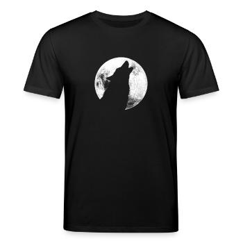 Loup Hurlant - Loup Loup Lune Animal Loups animaux - T-shirt bio CREATOR Stanley/Stella Unisexe - noir - Devant - Alina (178cm) & Michal (187cm)