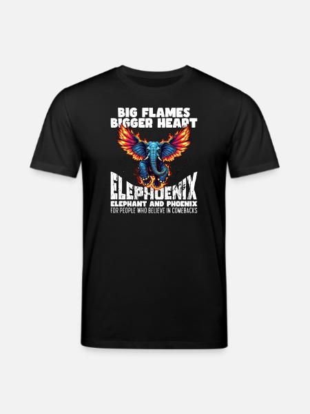BIG FLAMES, BIGGER HEART - ELEPHOENIX - Stanley/Stella CREATOR Unisex Organic T-Shirt - black