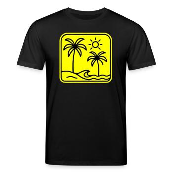 Palm Trees Beach - Stanley/Stella CREATOR Unisex Organic T-Shirt - black - Front - Alina (178cm) & Michal (187cm)