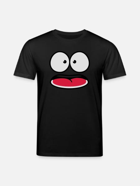 Frightened Insecure Looking Cartoon Face - Stanley/Stella CREATOR Unisex Organic T-Shirt - black