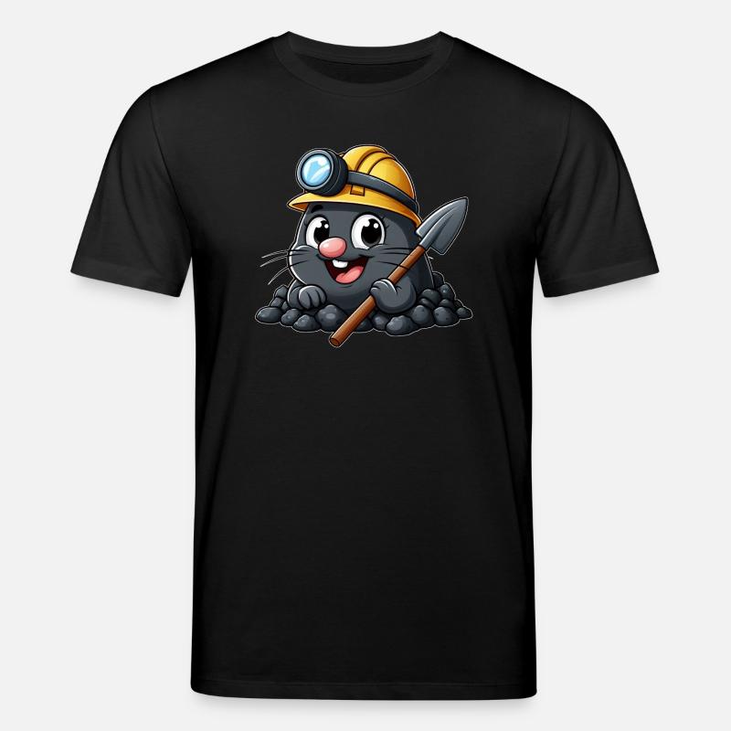 Lustiger Maulwurf mit Helm - Stanley/Stella Unisex Bio-T-Shirt CREATOR  - Schwarz