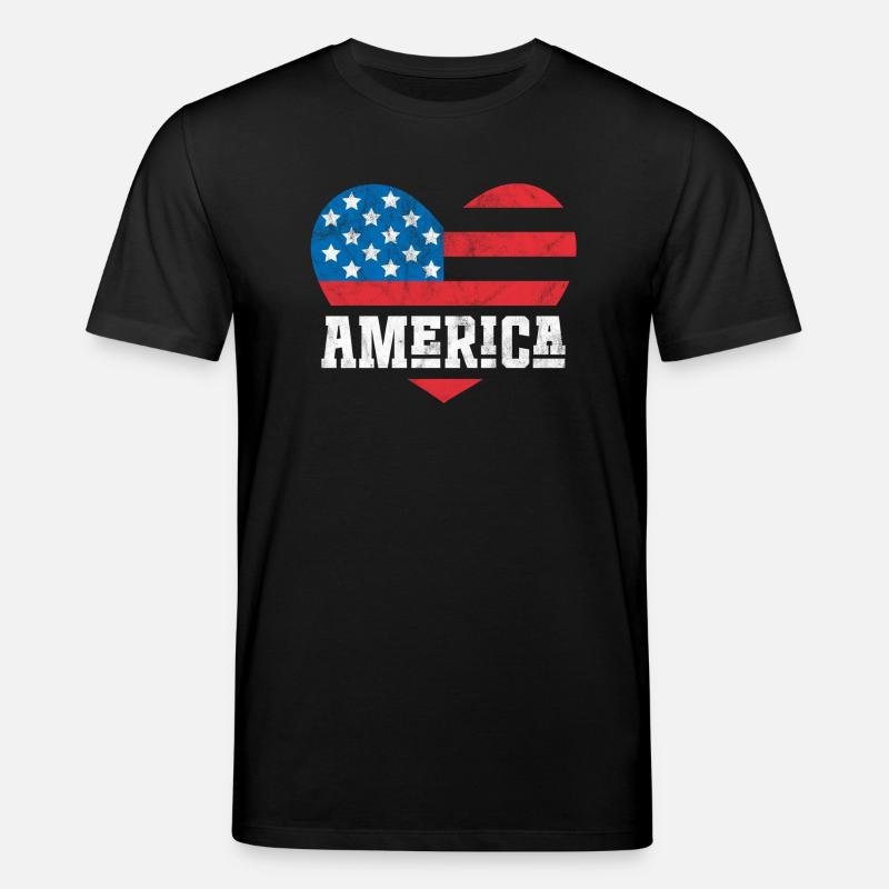 Drapeau de l’Amérique Coeur - T-shirt bio CREATOR Stanley/Stella Unisexe - noir