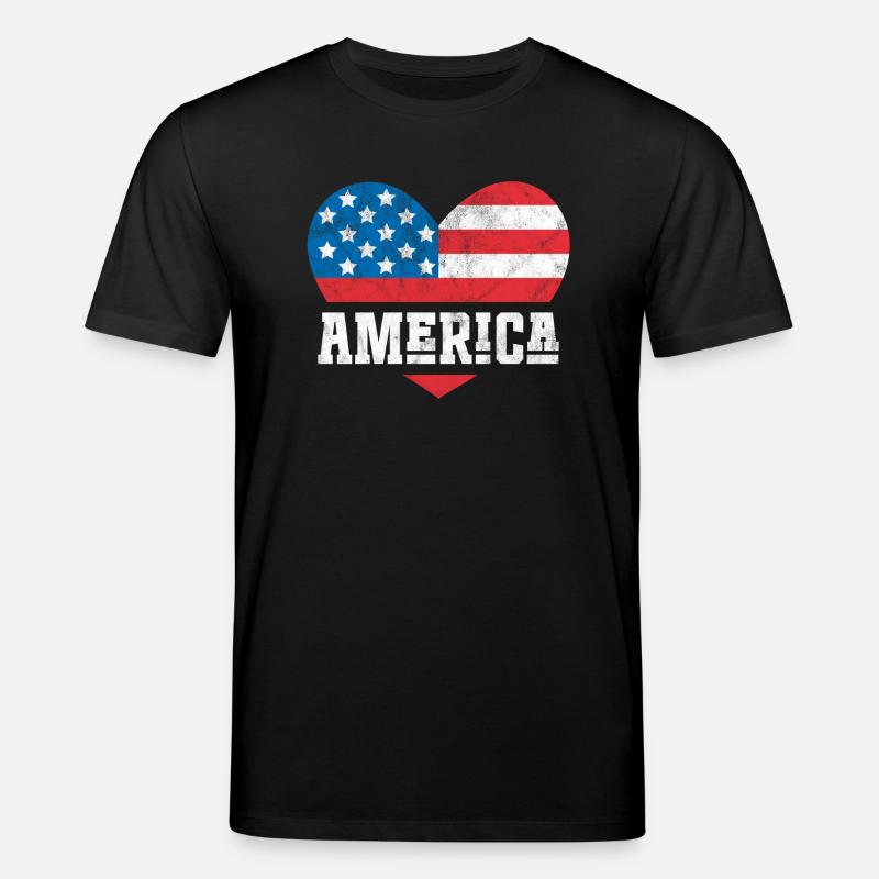 Amerika Flagge Herz - Stanley/Stella Unisex Bio-T-Shirt CREATOR  - Schwarz