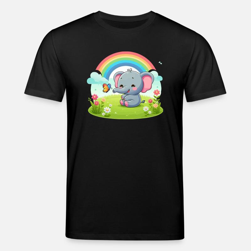Fröhlicher Elefant und Regenbogen - Stanley/Stella Unisex Bio-T-Shirt CREATOR  - Schwarz