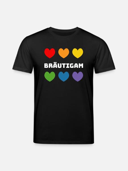 Regenbogenherzchen Braeutigam weiss - Stanley/Stella Unisex Bio-T-Shirt CREATOR  - Schwarz