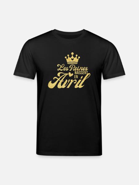 Queens are born in April golden glitter - Stanley/Stella CREATOR Unisex Organic T-Shirt - black