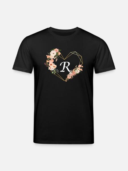 Blumiger goldener Herzbuchstabe - Stanley/Stella Unisex Bio-T-Shirt CREATOR  - Schwarz