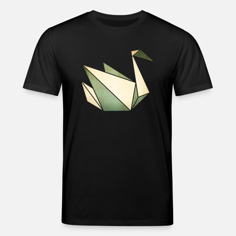 Origami: stolzer Schwan (Pergament-Optik) - Stanley/Stella Unisex Bio-T-Shirt CREATOR  - Schwarz