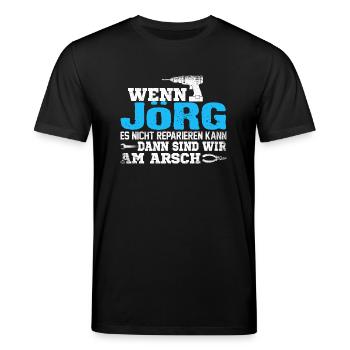 JÖRG - kann es reparieren - Stanley/Stella Unisex Bio-T-Shirt CREATOR  - Schwarz - Vorne - Alina (178cm) & Michal (187cm)