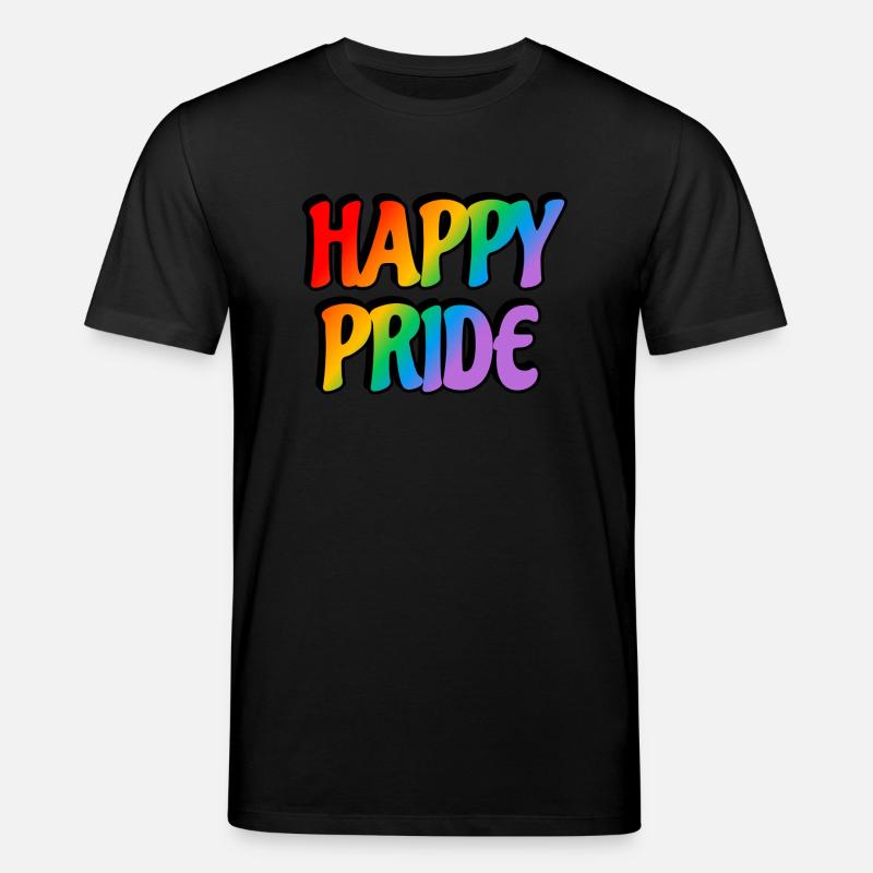Happy Pride Regenbogen-Text - Stanley/Stella Unisex Bio-T-Shirt CREATOR  - Schwarz