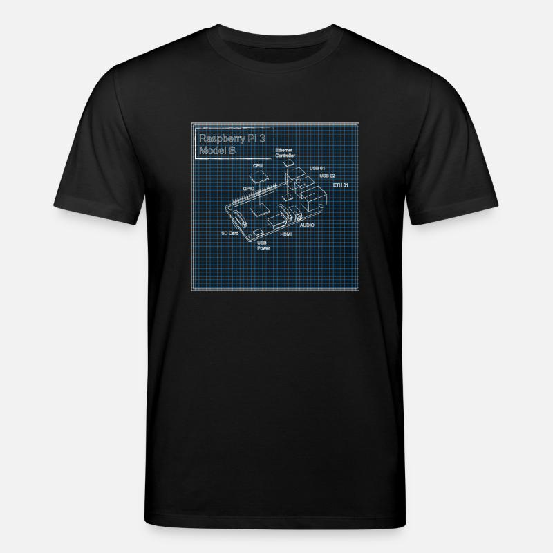 Himbeer-PI3 Modell B Blueprint - Stanley/Stella Unisex Bio-T-Shirt CREATOR  - Schwarz
