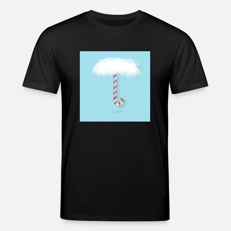 Candy Cane with Clouds - Stanley/Stella CREATOR Unisex Organic T-Shirt - black