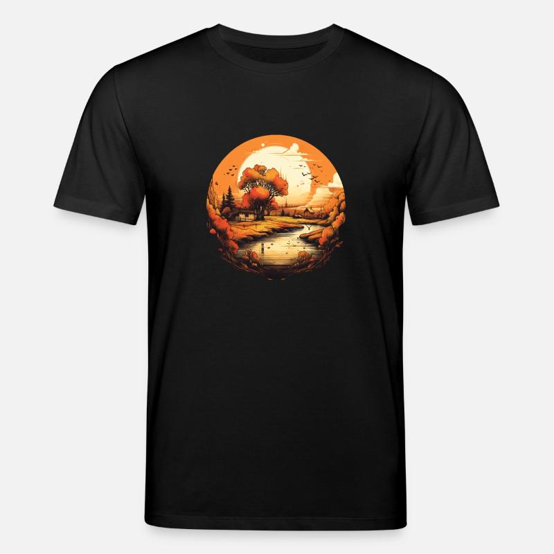 Herbstliche Landschaft - Stanley/Stella Unisex Bio-T-Shirt CREATOR  - Schwarz