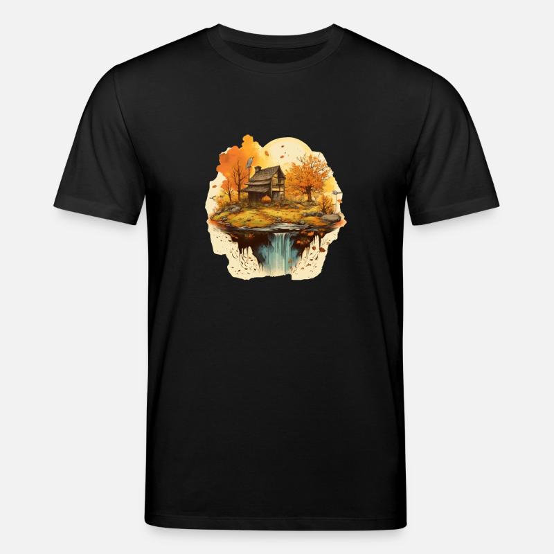 Herbstliche Landschaft - Stanley/Stella Unisex Bio-T-Shirt CREATOR  - Schwarz