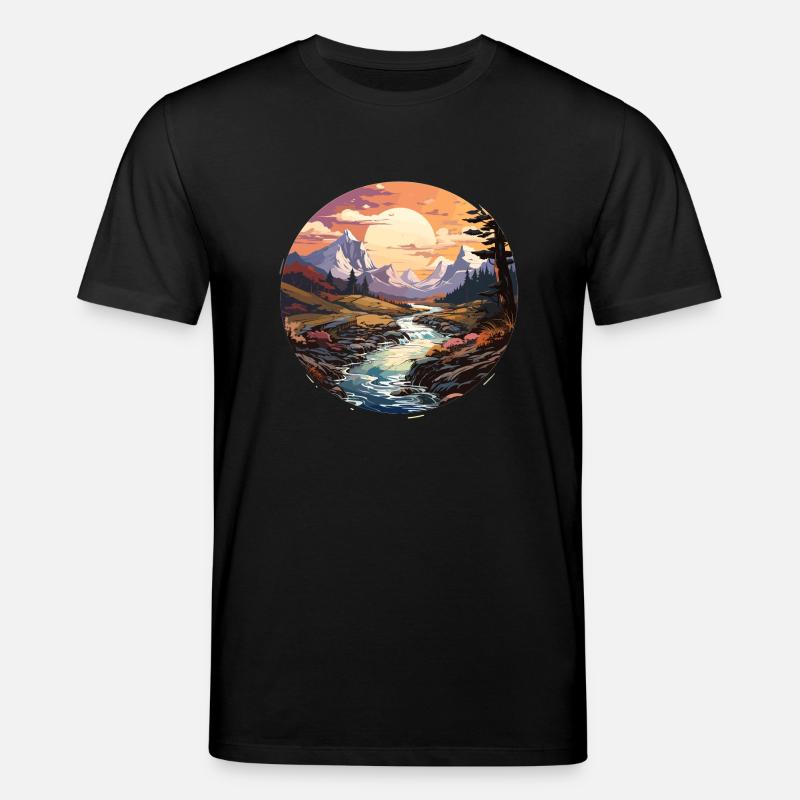 Landschaft - Illustration - Stanley/Stella Unisex Bio-T-Shirt CREATOR  - Schwarz