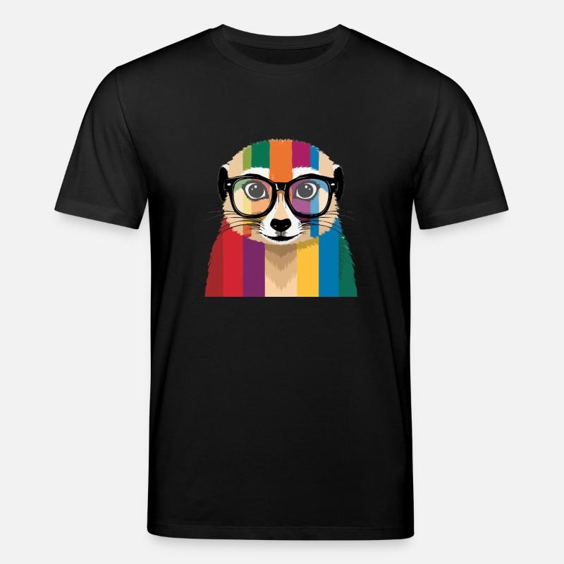 Erdmännchen Brille Bunt Cool - Stanley/Stella Unisex Bio-T-Shirt CREATOR  - Schwarz