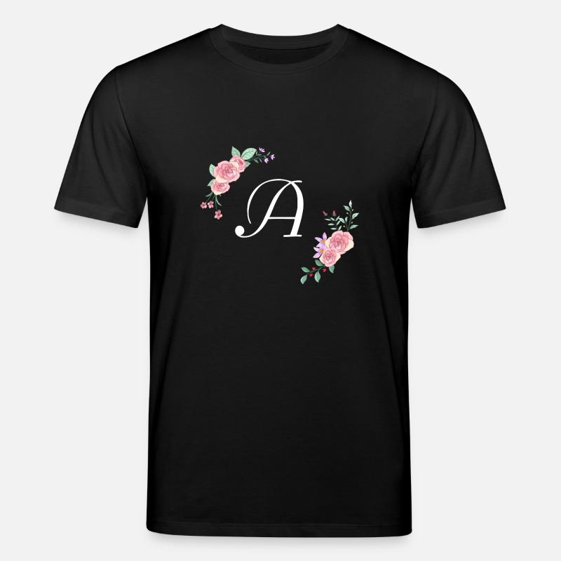 Rosa Blumenbuchstabe - Stanley/Stella Unisex Bio-T-Shirt CREATOR  - Schwarz