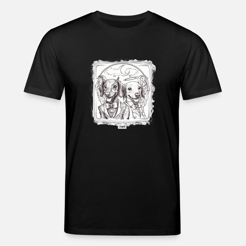 Devil vs. Angel Dachshund - Stanley/Stella CREATOR Unisex Organic T-Shirt - black
