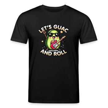 Kawaii Chibi Avocado Let’s Guac & Roll Funny Food - Stanley/Stella CREATOR Unisex Organic T-Shirt - black - Front - Alina (178cm) & Michal (187cm)