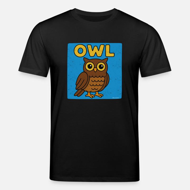 Eule Cartoon - verwitterte Optik - Stanley/Stella Unisex Bio-T-Shirt CREATOR  - Schwarz