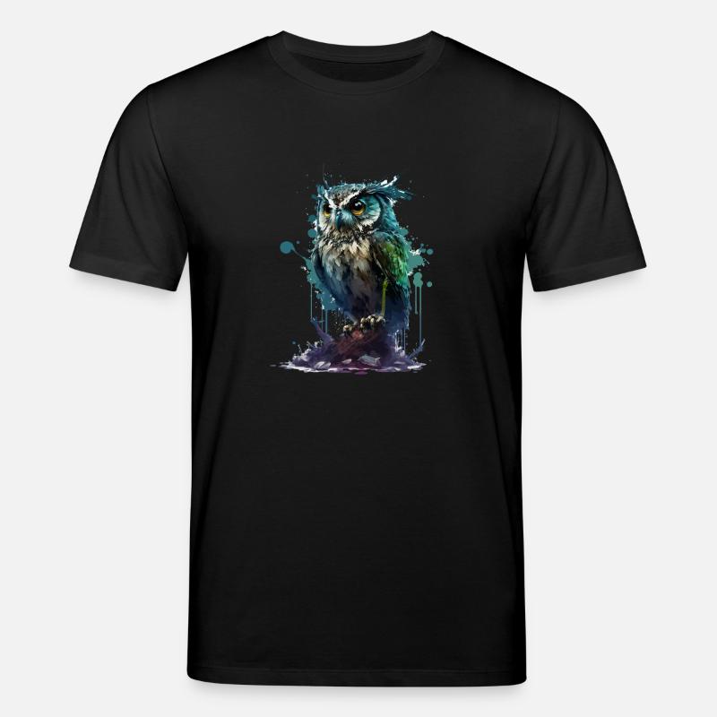 Tropfen Eule - Stanley/Stella Unisex Bio-T-Shirt CREATOR  - Schwarz