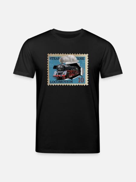 Briefmarke Dampflokomotive - Stanley/Stella Unisex Bio-T-Shirt CREATOR - Schwarz