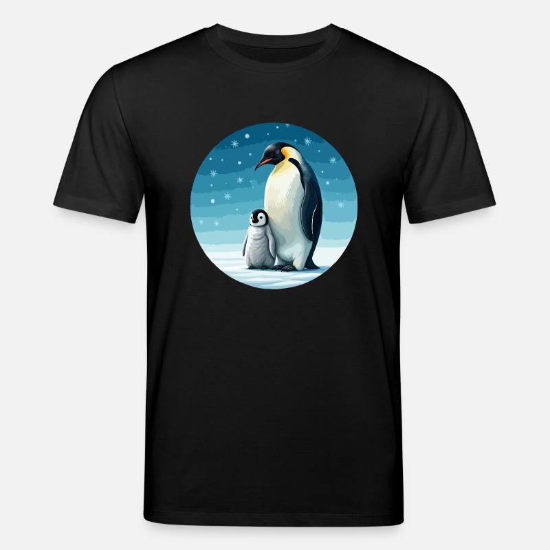 Kaiserpinguin mit Kind - Stanley/Stella Unisex Bio-T-Shirt CREATOR  - Schwarz