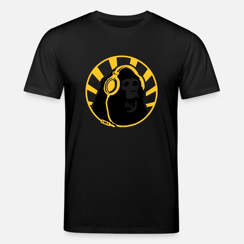 Monkey with Headphones - Stanley/Stella CREATOR Unisex Organic T-Shirt - black