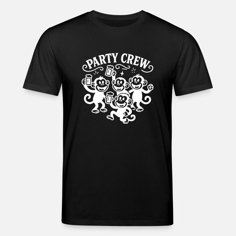 Party Crew Monkey Beer - Stanley/Stella CREATOR Unisex Organic T-Shirt - black