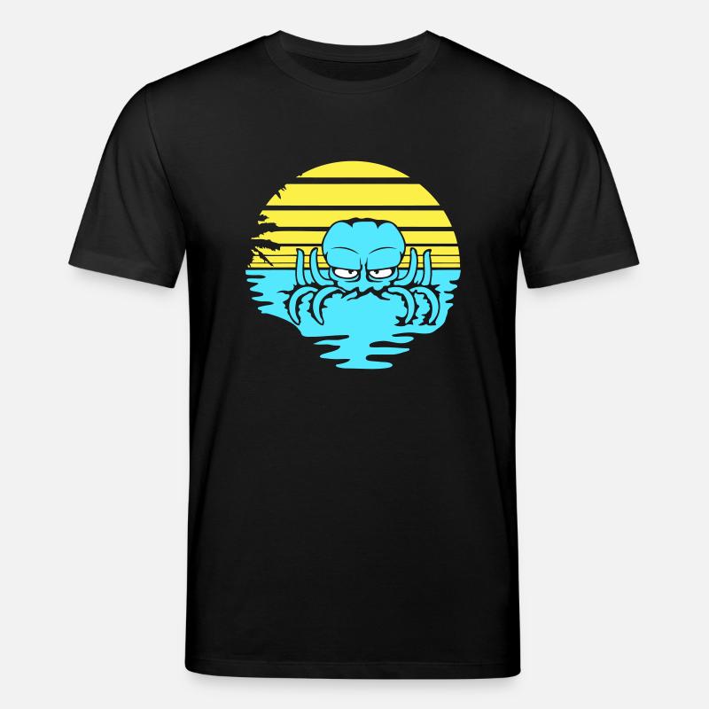 Octopus Mer Coucher de soleil Plage Lignes de vacances - T-shirt bio CREATOR Stanley/Stella Unisexe - noir
