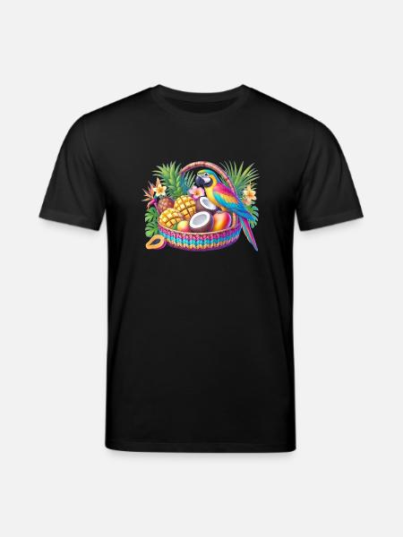 Fruit basket with parrot - Stanley/Stella CREATOR Unisex Organic T-Shirt - black