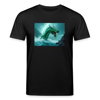 Jiao, stormy water dragon of Chinese mythology - Stanley/Stella CREATOR Unisex Organic T-Shirt - black - Front - Alina (178cm) & Michal (187cm)