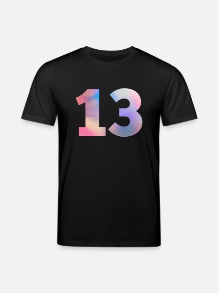 Colorful Number 13 - Stanley/Stella CREATOR Unisex Organic T-Shirt - black